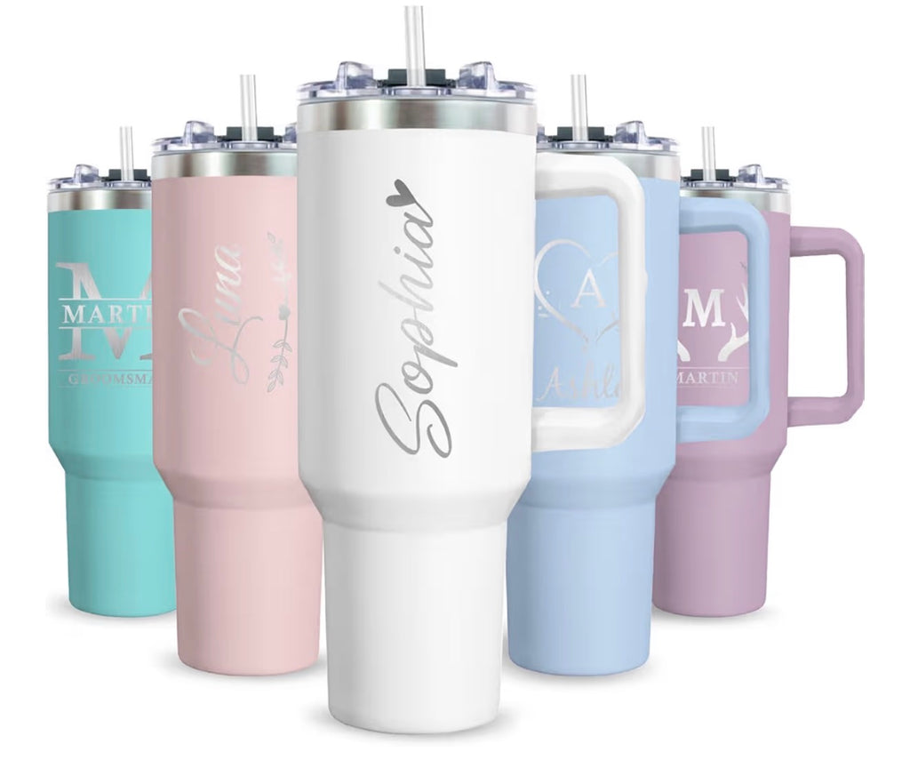 Personalized 40oz Stainless Steel Tumbler with Handle